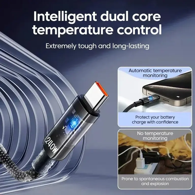 240W USB-C 충전 케이블 리뷰 – LED 디스플레이로 충전 상태 