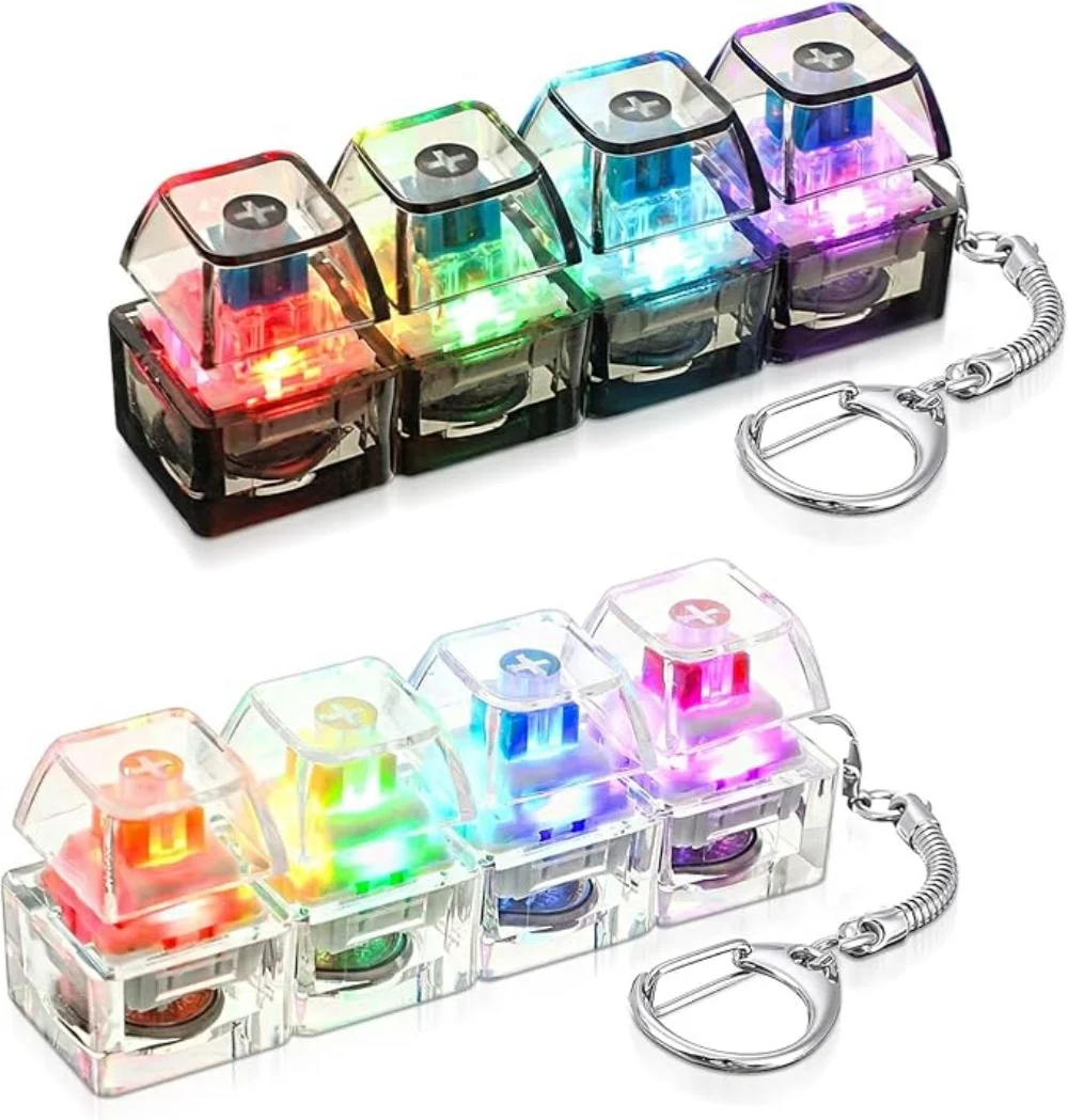 알리 라이트업 키보드 키체인 후기 - LED 클릭 스트레스 해소 피젯 토이 책상 액세서리